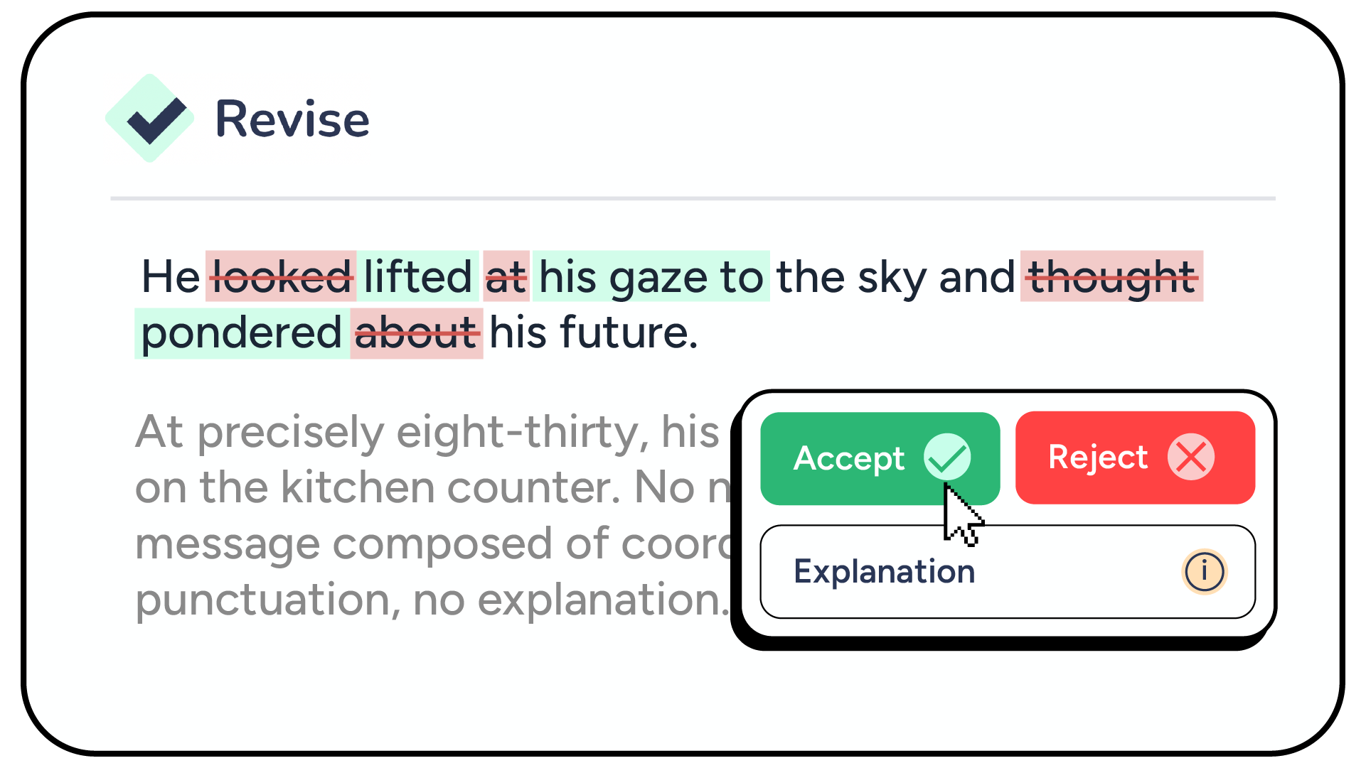 Revise AI writing assistant interface